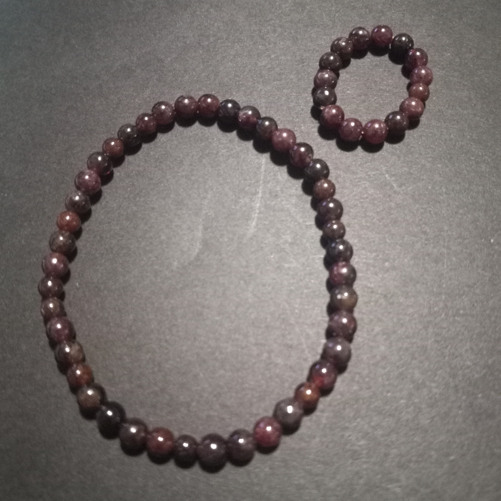 Garnet Beaded Bracelet & Ring Set